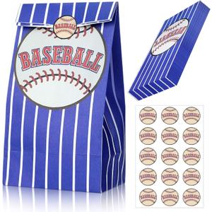 Outus 30 Pcs Baseball Party Favors Gift Bags with Stickers Paper Snack Treat Goodie Bag for Baseball Theme Games Day Sports Goody Bags Birthday Party Decorations Supplies