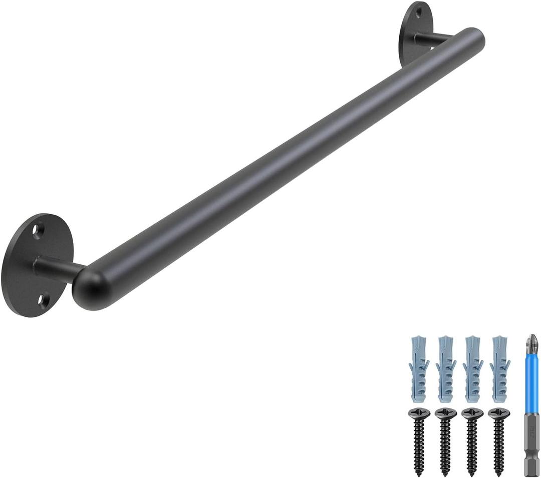 Dolibest 27 Inch Wall Mount Metal Handrail, Staircase Step Handrail, Non-Slip Safety Grab Handle, Barrier-Free Staircase Grab Handle for Elderly, Indoor & Outdoor Use, 1.3 Inch Round