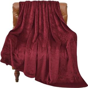 BEDELITE Fleece Blanket Twin Size Burgundy Throw Blankets for Couch & Bed, Luxury Plush Cozy Fuzzy Blanket 60x80 inches, Super Soft Warm Lightweight Throw Blanket for Travel Camping