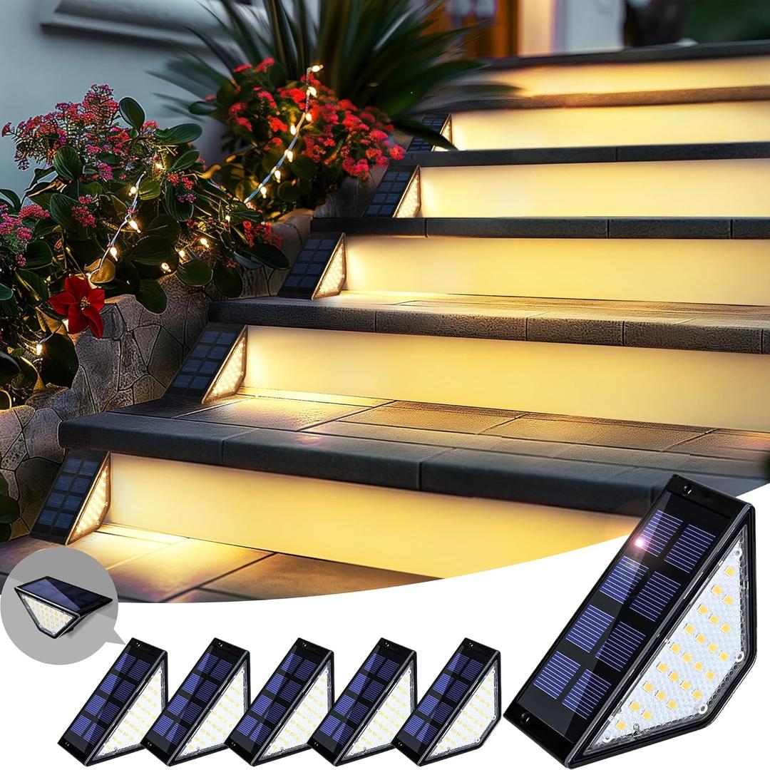 Solar Step Lights for Outside,24 LEDs Solar Stair Lights Waterproof IP65,Solar Deck Lights Outdoor for Yard, Porch, Front Door, Stair, Step, Patio, Deck(6 Pack, Warm White) Solar Step Lights for Outside,24 LEDs Solar Stair Lights Waterproof IP65,Solar Deck Lights Outdoor for Yard, Porch, Front Door, Stair, Step, Patio, Deck(6 Pack, Warm White)