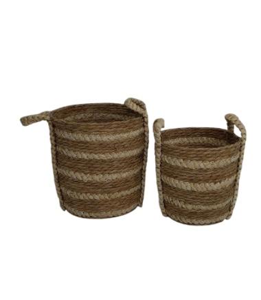 Woven Planter Basket Flower Pot Cover Multifunctional Storage Plant Container for Home Artificial Flowers Patio Dried Flowers 28cmx28cm (23cmx23cm)