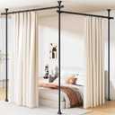 Abiglifty Room Divider Curtain Rod No Drilling, Adjustable 4-10ft (H) 28-114inch (W) Wall Divider for Room Separation, Heavy Duty Floor to Ceiling Tension Curtain Stand, Black