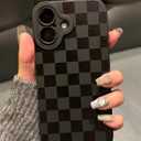 for iPhone 14 Pro Max Case 6.7 Inch 2022, Aesthetic Y2K Checkered Print Phone Case for Women Girls Men, Silicone Protective Phone Cover for iPhone 14 Pro Max, Black Checkerboard