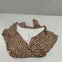 Women Floral Mini Dress Sexy V Neck Ruffle Flutter Sleeve Polka Dot Summer Dresses (Brown, XS)