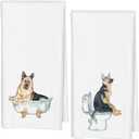 German Shepherd Dog Towels Set of 2, German Shepherd Gifts for Women Men, German Shepherd Decor Hand Towels for Bathroom, German Shepherd Bathroom Hand Towels, Dog Bathroom Decor, 16x24 Inches