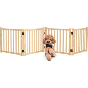 Wooden Freestanding Dog Gate Indoor - 16.9" H 4 Panels