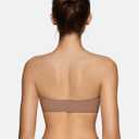OEAK Womens Strapless Bras Jelly Push Up Bandeau Bra Non Slip Wireless Supportive Padded Bras Seamless Comfortable Tube Bra (Brown, L)