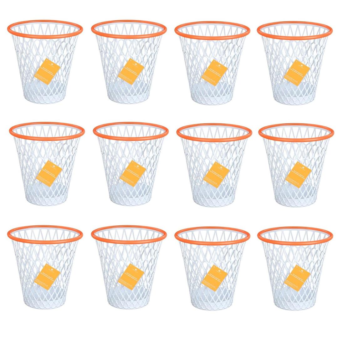 12PCS Basketball Wastebaskets, Basketball Trash Can for Basketball Party,4.5 Gallon Basketball Garbage Can with Removable Hoop, Basketball-themed gift, NBA fans Gift, Durable Sports Decor,Garbage Bin