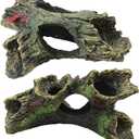 DoubleWood 2 PCS Decaying Trunk Betta Fish Driftwood Resin Crafts Ornament with Holes & Aquarium Caves Fish Tank Wood Decor