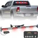 XRIDONSEN 35 inch Traffic Advisor Red White Emergency Light Bar 48 LED Strobe Lights Safety Hazard Warning Lights Front/Rear Window w/Display Controller for Volunteer Firefighter Vehicles Fire POV