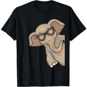 Cool Elephant with Sunglasses Kids Elephant Lover T-Shirt, S