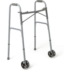 Medline Heavy Duty Bariatric Extra Wide Folding Walker with 5" Wheels, Supports up to 600 lbs, Comfort Foam Hand Grips