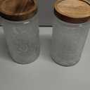 yoqelt Vintage Glass Jars with Wooden Lids, 2 Pack 34 oz Airtight Glass Food Storage Containers Sets for the Kitchen, Sugar Coffee Candy Spice Cookie Tea Pasta ((34oz)Sunflower & Window-flower)