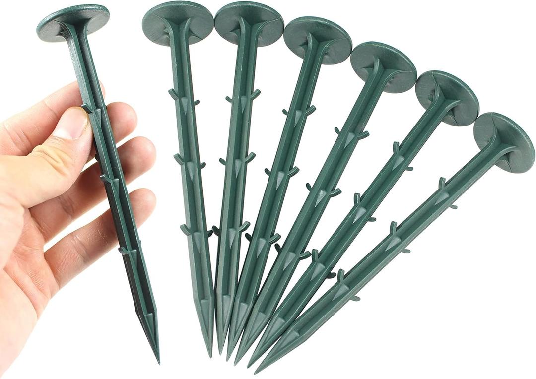 BTSULYOO 6-Inch Plastic Stakes Sturdy Lawn Nails Anchors Rustproof(100)