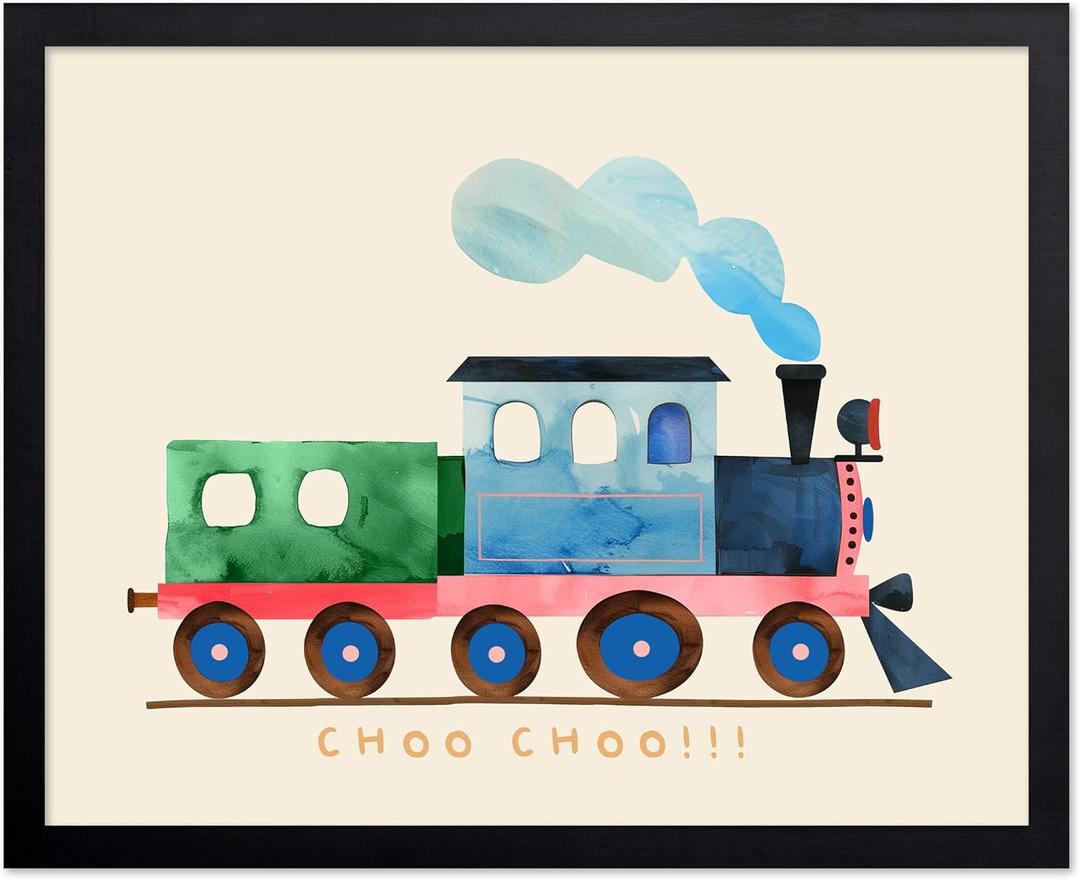 Poster Master Watercolor Train Print - Cute Nursery Poster - Minimal Choo Choo Train Art - Toddler Playroom Wall Design - Nursery Wall Art - Boho Kid's Room Decor - 8x10 UNFRAMED Wall Art