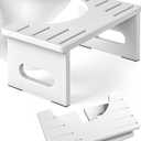 Foldable Toilet Stool, 7.5 Inches Bamboo Toilet Stool Squat for Adults, Collapsible Poop Stool for Bathroom, Potty Step Stool with Non-Slip Strip