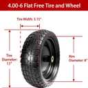 13" Flat Free Solid Tire, 4.00-6, for Gorilla Cart, Wagon & Wheelbarrow, 5/8" Bearings, 2.1" Offset Hub, 4 Pack, 4pcs