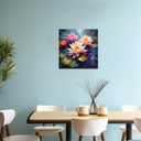 QIXIANG Watercolor Lotus Painting Canvas Wall Art Blooming Flower Pictures Zen Lotus Decor Artwork Framed for Bathroom Wall Decor (16.00" x 16.00", Lotus Flower 4)