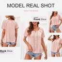 Dokotoo Women's V Neck Lace Crochet Eyelet Tops Short Sleeve Casual Shirts Blouses (Medium)