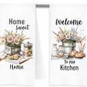 Rustic Farmhouse Floral Kitchen Towels, Housewarming Gifts for Women, Home Sweet Home House Warming Decorative Dish Tea Hand Towels for Kitchen, 16x24 Inch Set of 2