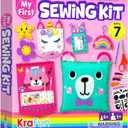 KRAFUN My First Sewing Kit for Beginner Kids Arts & Crafts, 7 Easy DIY Projects of Stuffed Animal Dolls and Plush Pillow Craft, Instructions & Felt, Gift for Girls, Boys, Learn to Sew, Embroidery