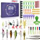 Fishing Bait Kit, 88 Pcs Fishing Tackle Set with Soft Hard Fishing Lures for Freshwater and Saltwater, 24 Days Surprise Fishing Gifts for Teen Boys Man Father Boyfriend Brother