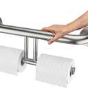 Brushed Nickel Handicap Grab Bar w/Toilet Paper Roll Holder, Zepolu 2-in-1 Safety Assist Bar Balanced Support Handle 17 Inch, Stainless Steel Wall Mounted Bathroom Toilet Grab Bar for Senior Elderly