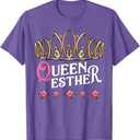 Funny Purim Costume Jewish Holiday Apparel Queen Esther Humorous Purim T-Shirt Black Small Classic Fit Unisex Adult Modern Crew Neck Short Sleeve L