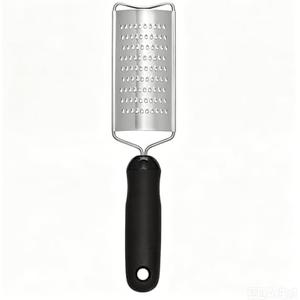 Stainless Steel Grater, Black Ergonomic Handle for Citrus Peel Chocolate and Hard Cheese Dishwasher Safe with Hanging Hole for Storage