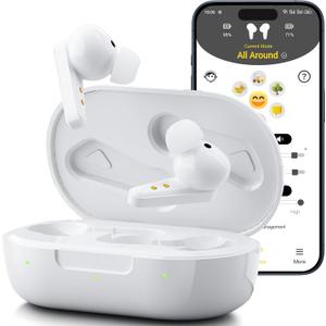 Kingwell OTC Hearing Aids Rechargeable, Bluetooth Hearing Aids for Seniors with Smart App Enabled Calls On iOS/Android, Authentic Sound Quality, 32 DSP Channel Noise Cancellation (Slightly Larger, White)