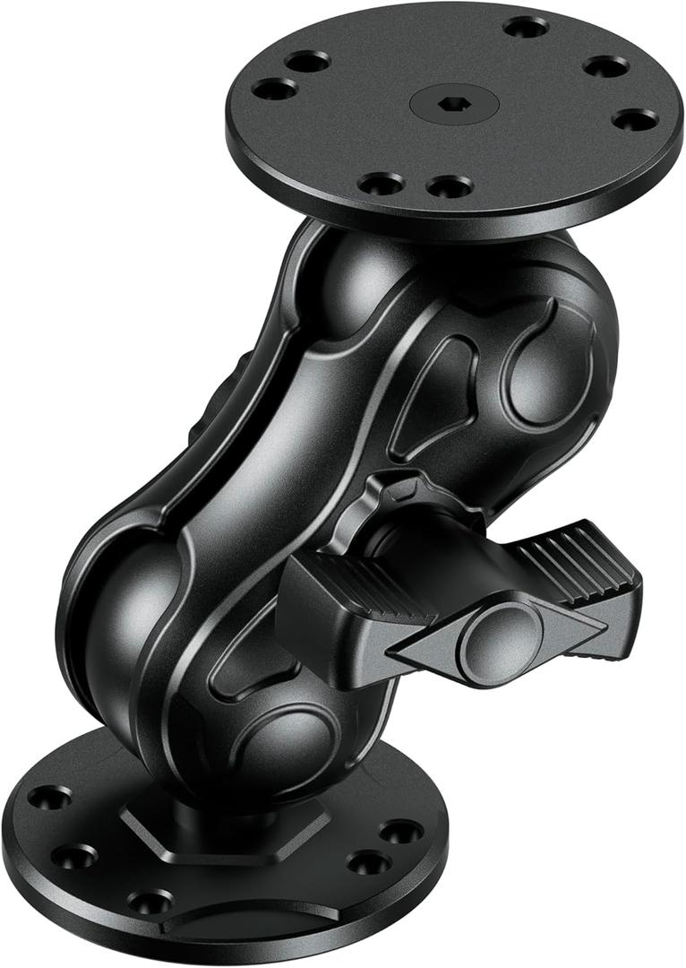 Aluminum Alloy Fish Finder Mount with 1.5" Ball AMPS Hole Round Plates, 3.5" Short Arm Marine Electronic Mount Tablet Holder for Garmin, Lowrance, Humminbird, Raymarine and More