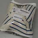 Navy Blue Shower Curtain Linen Coastal Ocean Striped Shower Curtains for Bathroom with Tassel 72 X 72