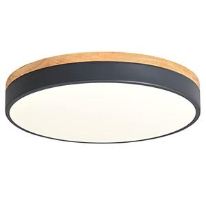 Yiisem Dimmable Wood LED Flush Mount Ceiling Light, 5CCT 2700K-6000K Selectable Modern Round Close to Ceiling Lighting Fixtures, Minimalist Grey Ceiling Lamp for Living Room, Bedroom, Laundry Room