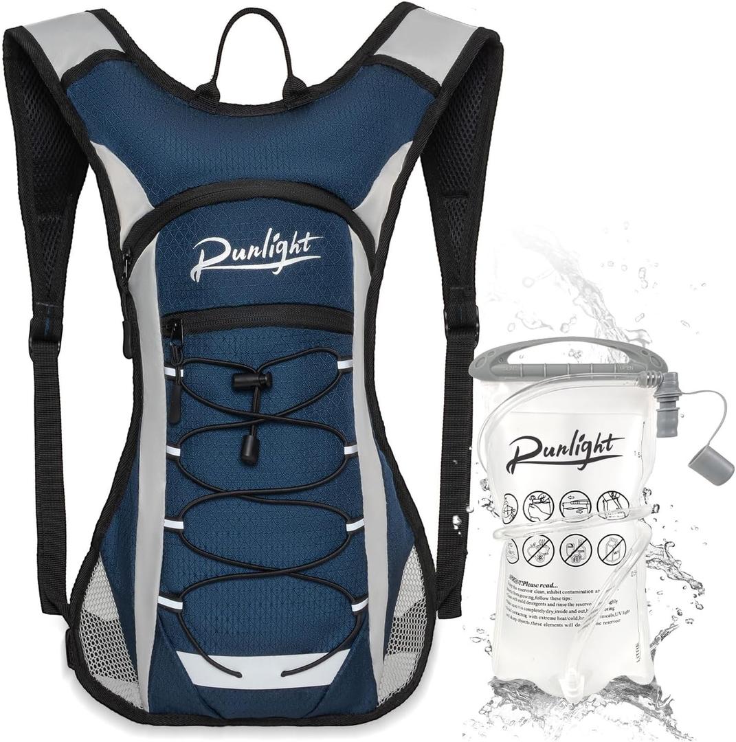 Runlight Running Vest,Lightweight Adjustable Chest Pack with Pistol Holster, Pack with 1.5L Water Bladder, Reflective Running Hydration Vest