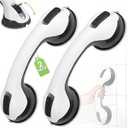 Auroras 12 Inch Grab Bars for Bathtubs and Showers with Suction Cup, Removable Shower Grab Bars for Seniors, No Drilling Heavy Duty Shower Handle for Bathroom Safety, Handicap Grab Bars, Black (2 Pack)