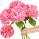 Nubry 4Pcs Pink Hydrangea Artificial Flowers, 22.5In Latex Faux Real Touch Large Hydrangea Flowers with Long Stems & Leaves for Home Office Decor Wedding Party Arrangements(Pink)