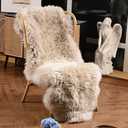 LLB Genuine Sheepskin Area Rug Wool Rug Fur Carpet Fluffy Shaggy Fur Rug for Living Room Kids Bedroom Real Sheepskin Throw Lambskin Rugs Sofa Mat Chair Seat Covers (Cream Brown, 2 x 6 ft Sheepskin)