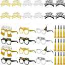 Yunsailing 36 Pieces New Years Eve Party Supplies 2026 Glasses Black Silver and Gold Headbands for Happy New Years Eve Party Decorations Accessories