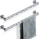 Meetart Crushed Diamond Glass Towel Bar for Bathroom,Set of 2 Towel Rods Wall-Mounted,Towel Racks for Bath Towels,Hand Towels(15.5) (Silver)