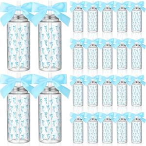 24 Pcs Blue Bow Plastic Cups Coquette Bow Aesthetic Cup with Lids and Straws 14 oz Reusable Cute Bow Plastic Tumbler with Ribbon Bow for Women Birthday Bridal Shower Wedding Party Supplies