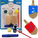 The Dreidel Company Craft-A-Dreidel, Create Your Own Custom, Kit Includes 2 Wooden Dreidels, 3 Colors, 1 Brush, 1 Glitter, Fun and Educational (2 Dreidels)
