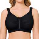 CYDREAM Zip Front Bra for Women Wireless Full Coverage Comfort Everyday Post Surgery Compression Bras Adjustable Straps (Size X-Large, Black)