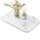 Vanity Decorative Tray, 12" x 8" White Marble Pattern Perfume Tray, Bathroom & Countertop Organizer for Soap, Jewelry, Candle