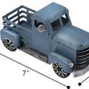 Blue Truck Decor Metal Small Cute Farm Car Decor Vintage Tree Flowers Handcrafted Decor Blue Metal Car Gift Boxes Pickup Truck Model