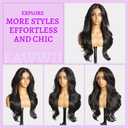 Eawwii 13x4 HD Lace Front Glueless Wigs for Women Black Long Layered Wave Wig Natural Hairline Heat Resistant Synthetic for Daily Use Beginner Friendly 26 Inch