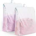 OTraki Large Mesh Laundry Bags 24x32 inch Hanging Delicates Mesh Laundry Bag with Handles Lingerie Bags Washing Machine Bag Zipper Opening,Don't Drying, Melting 140-176,White