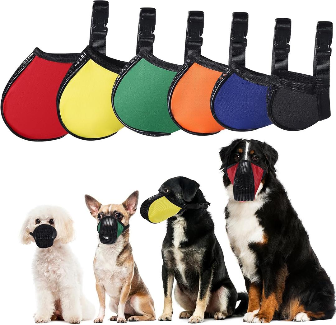 Shinylin 6 Sizes Dog Muzzle, Basket Air Mesh Muzzles Breathable Adjustable Full Coverage Dog Muzzle Cover for Small Medium Large Dogs, Anti Biting Barking Chewing(Snap Fastener)