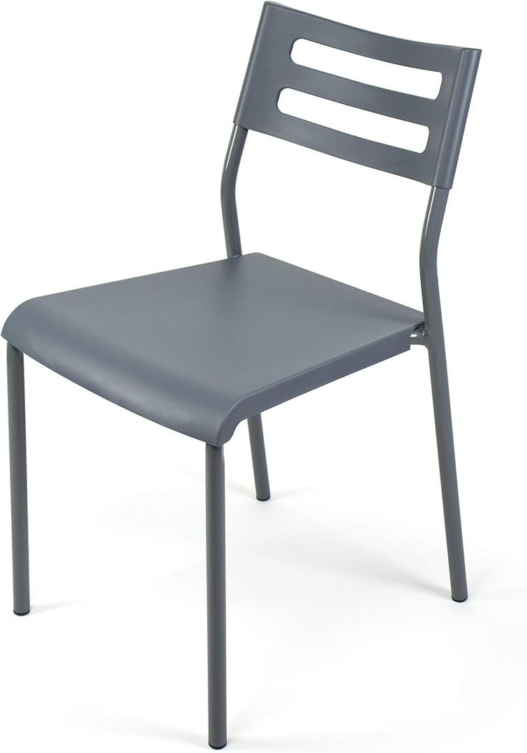 Humble Crew Desk Chair no Wheels, Grey, 16"W x 19"D x 30"H, 200 lbs Max - Lightweight Plastic Chair for Small Spaces - Premium Stackable Minimalist Chair for Office, Dorm, Bedroom, Dining, and More