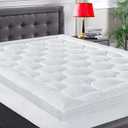 COHOME Mattress Topper Queen 1300 GSM Extra Thick Cooling Mattress Pad 400TC Cotton Top Plush Down Alternative Fill Pillow Top Mattress Cover (60x80 Inches, White-Luxury)