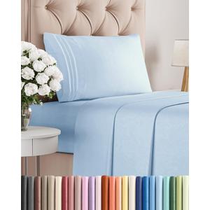 Twin Size 3 Piece Sheet Set - Comfy Breathable & Cooling Bed Sheets Set - Hotel Luxury Bedding for Women, Men, Kids, Teens, Boys & Girls - Deep Pockets, Soft and Wrinkle Free - Oeko-Tex - Light Blue (21 - Baby Blue)